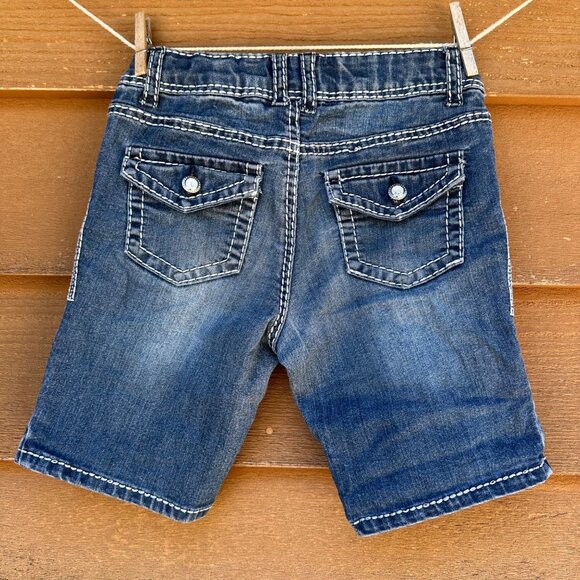 Girls Cherokee Denim Shorts L 10/12 With Rhinestone Back Pockets Adjustable Wais - Picture 4 of 13